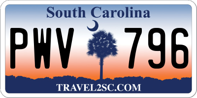 SC license plate PWV796