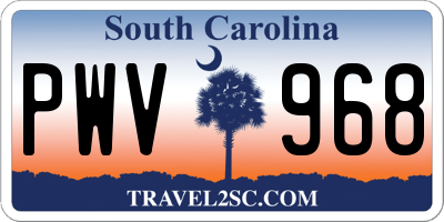 SC license plate PWV968