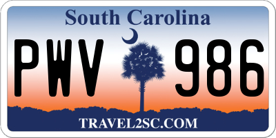 SC license plate PWV986