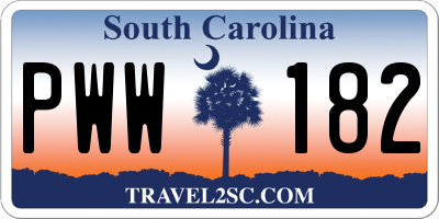 SC license plate PWW182