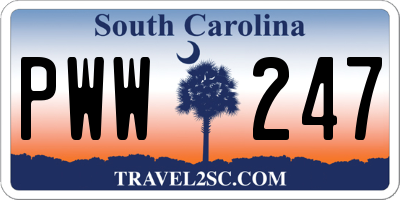 SC license plate PWW247