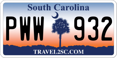 SC license plate PWW932