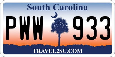 SC license plate PWW933