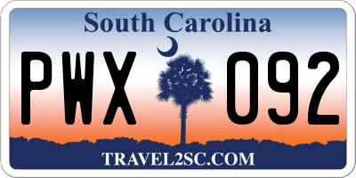 SC license plate PWX092