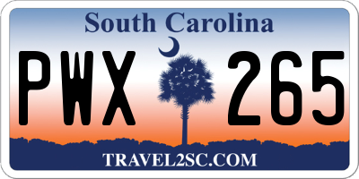 SC license plate PWX265