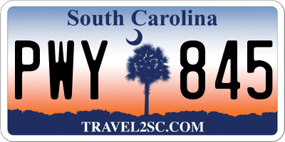 SC license plate PWY845