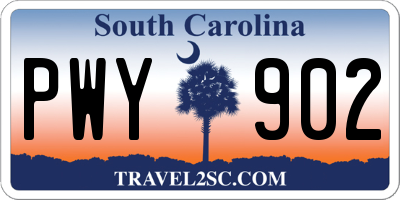 SC license plate PWY902