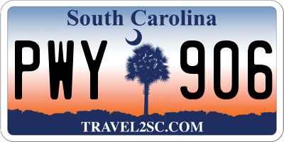 SC license plate PWY906