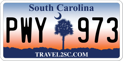 SC license plate PWY973