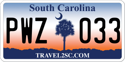SC license plate PWZ033