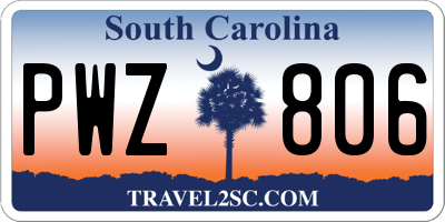 SC license plate PWZ806