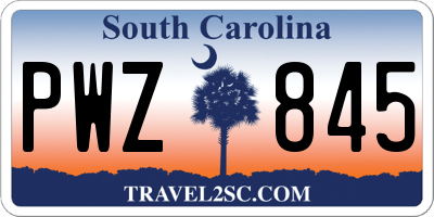 SC license plate PWZ845