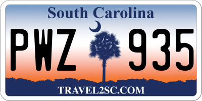 SC license plate PWZ935
