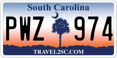 SC license plate PWZ974