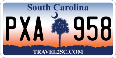 SC license plate PXA958