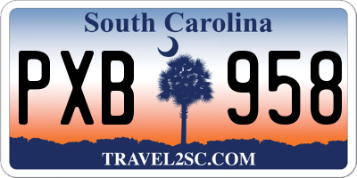 SC license plate PXB958