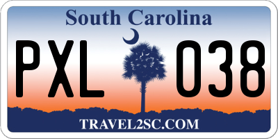 SC license plate PXL038