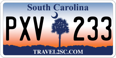 SC license plate PXV233