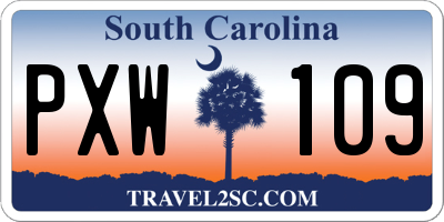SC license plate PXW109