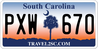 SC license plate PXW670