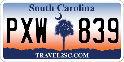 SC license plate PXW839