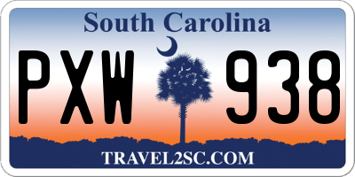 SC license plate PXW938