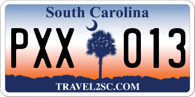 SC license plate PXX013