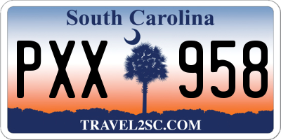 SC license plate PXX958