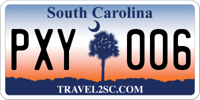 SC license plate PXY006