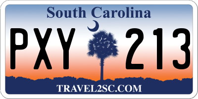 SC license plate PXY213