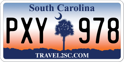 SC license plate PXY978
