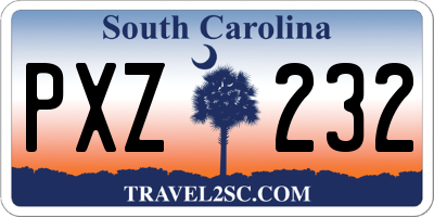 SC license plate PXZ232