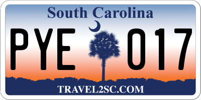 SC license plate PYE017
