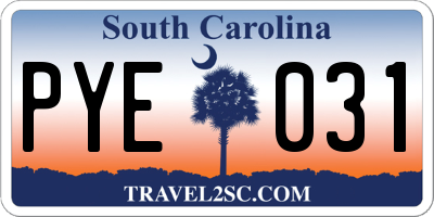 SC license plate PYE031