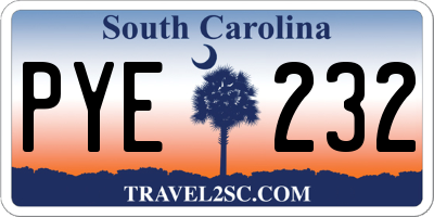 SC license plate PYE232