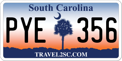 SC license plate PYE356