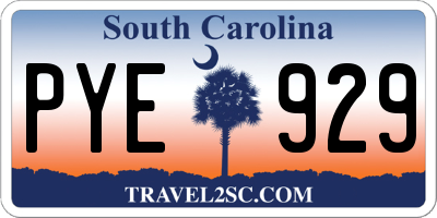 SC license plate PYE929