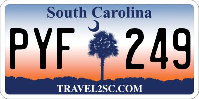 SC license plate PYF249