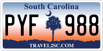 SC license plate PYF988