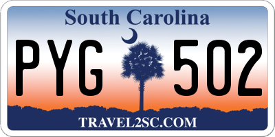 SC license plate PYG502