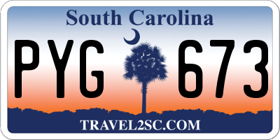 SC license plate PYG673