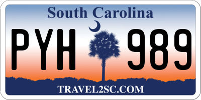 SC license plate PYH989
