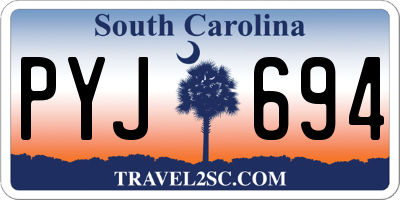 SC license plate PYJ694
