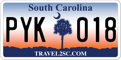 SC license plate PYK018