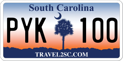 SC license plate PYK100