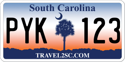 SC license plate PYK123