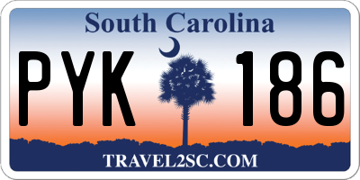 SC license plate PYK186