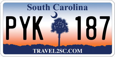 SC license plate PYK187