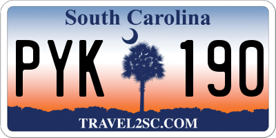 SC license plate PYK190