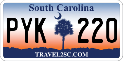 SC license plate PYK220